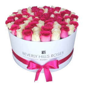 Pink & White Roses Round Box Flirt