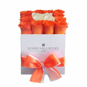 Send Flowers Online - Orange & White Roses Box