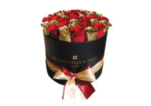 Red & gold rose in Rose Box