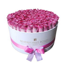 Purple Pink Flowers in Candy Large Rose Box