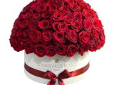 Red Roses Globe Shape - 100 Red Roses Bouquet