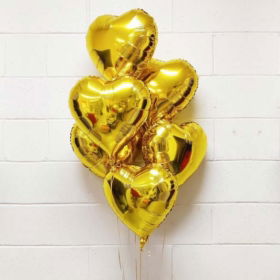 Gold Heart Balloons Bouquet