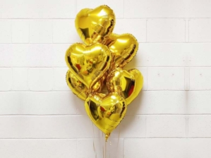 Gold Heart Balloons Bouquet