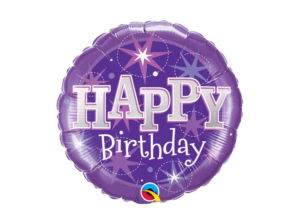 Birthday Purple Sparkle Balloon Round