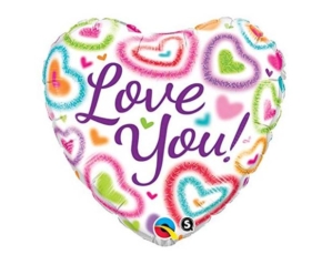 Love You Fuzzy Hearts Foil Balloon