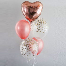 Send Helium Balloons Dubai - Rose Gold Foil Heart Balloon Bouquet