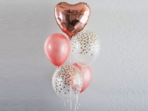 Send Helium Balloons Dubai - Rose Gold Foil Heart Balloon Bouquet