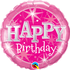 Birthday Pink Sparkle Round Balloon