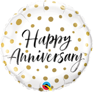 Happy Anniversary Gold Dots Round Balloon