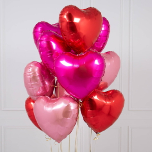 12 Hearts Foil Balloon Bouquet