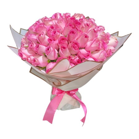 100 Pink Roses Bouquet Baby Girl