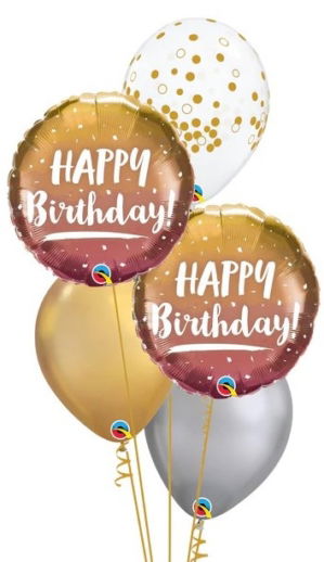 Birthday Balloon Bouquet Dubai - Glamorous Ombre Gold