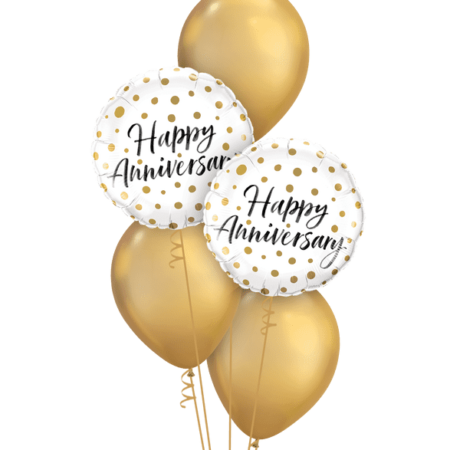 Anniversary Balloon Bouquet - Golden Helium Balloons Mix