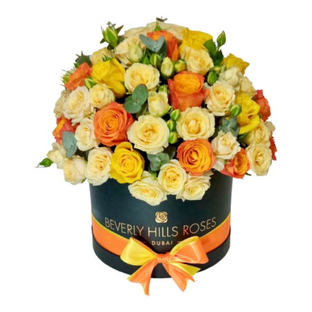 Orange Yellow Roses in Amber